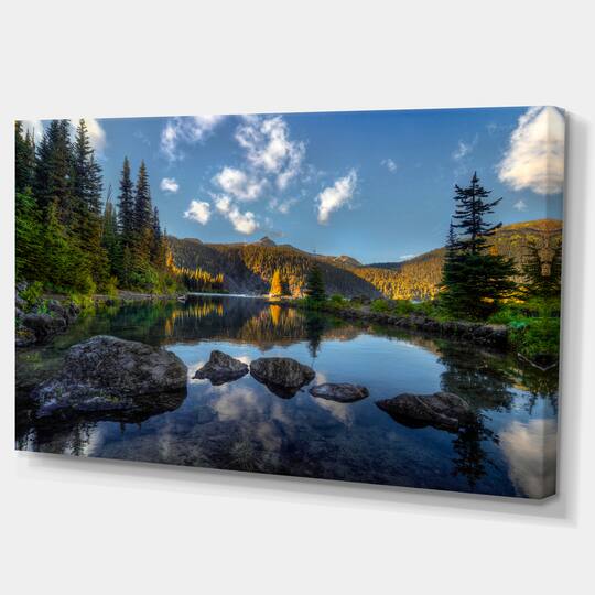 Designart - Mountain Lake Surrounded by Trees